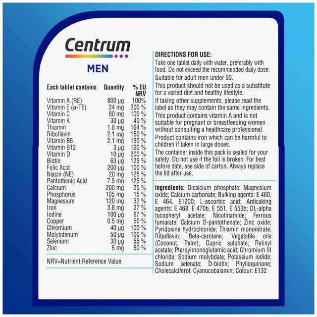 Centrum Men Multivitamins and Minerals Tablets 30 per pack