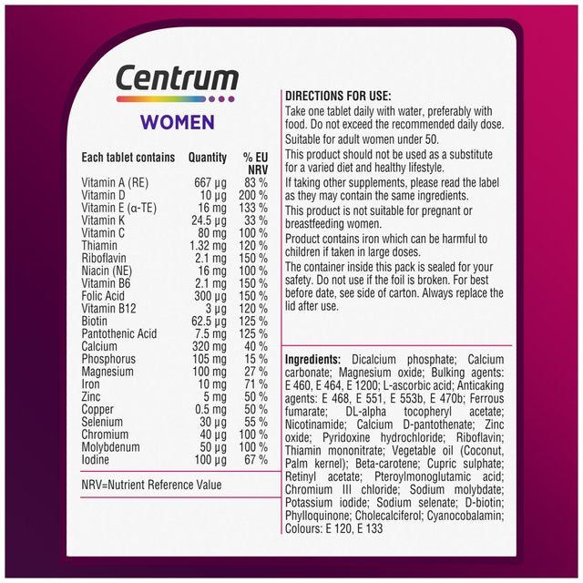 Centrum Women Multivitamins and Minerals Tablets 30 per pack