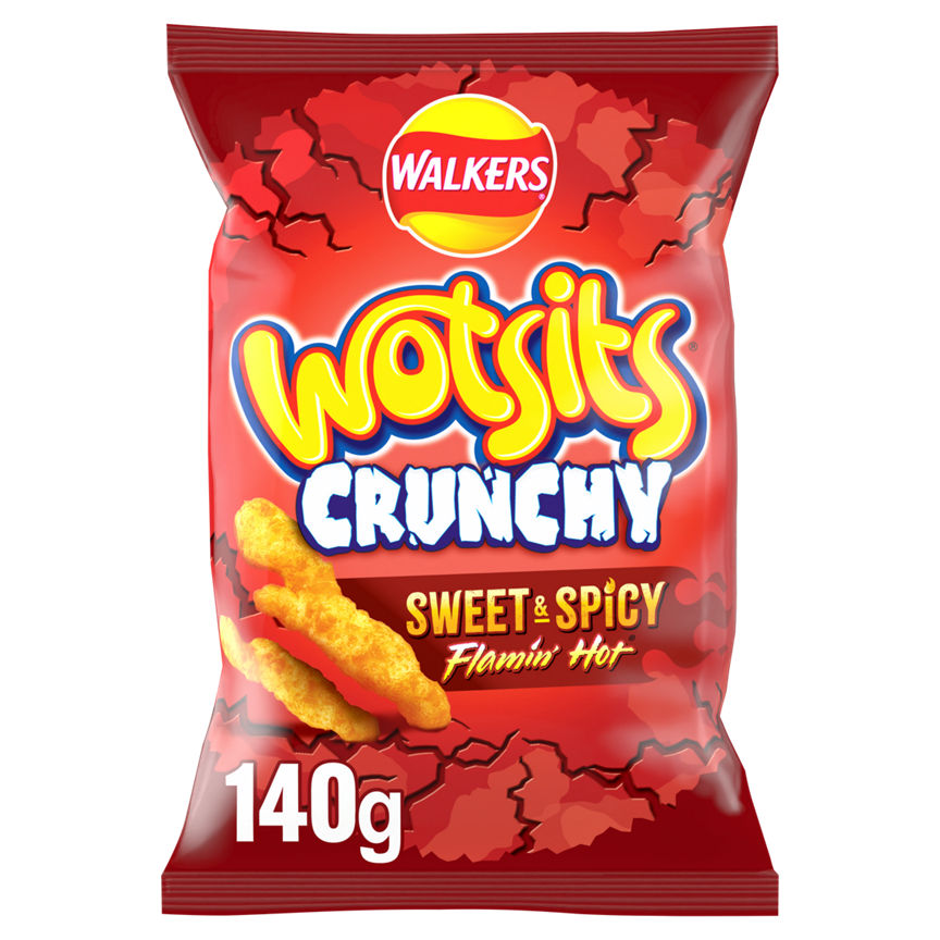 Walkers Wotsits Crunchy Flamin' Hot Sharing Snacks Crisps 140g GOODS ASDA