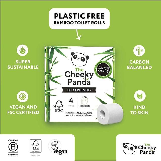 Cheeky Panda Natural Bamboo Toilet Tissue 4 per pack