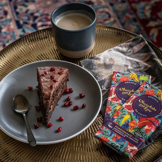 Chocolate and Love Fairtrade Organic Pomegranate 70% Dark Chocolate 80g