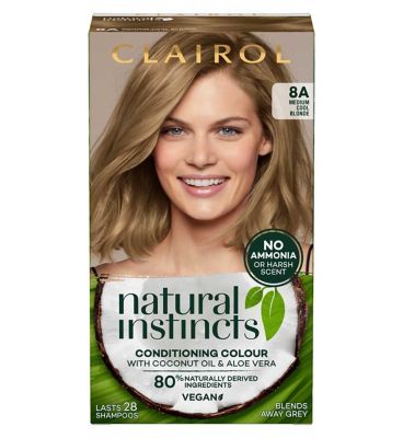Clairol Natural Instincts Vegan No Ammonia No Parabens Semi-Permanent Hair Dye 8A Medium Cool Blonde 175ml