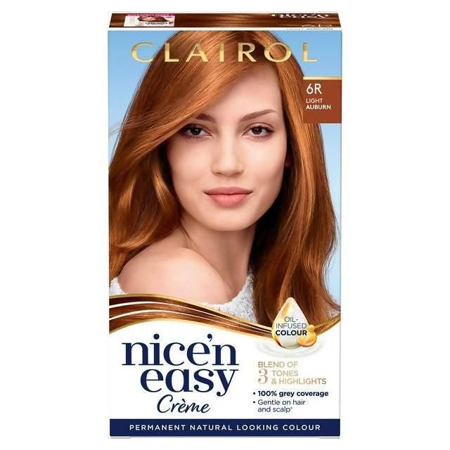 Clairol Nice'n Easy Crème Natural Looking Oil-Infused Permanent Hair Dye Light Auburn 6R