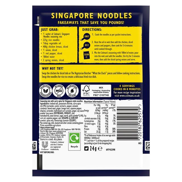 Colman's Big Night In Singapore Noodles Recipe Mix 23g