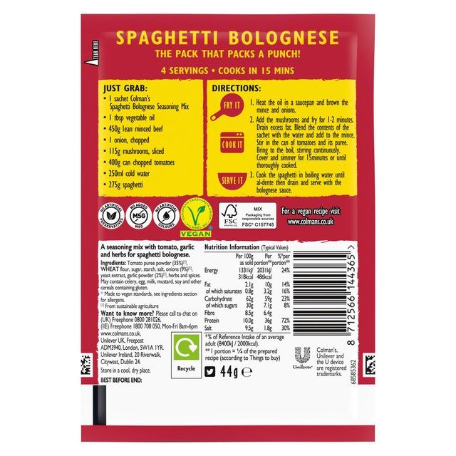 Colman's Spaghetti Bolognese Recipe Mix 44g