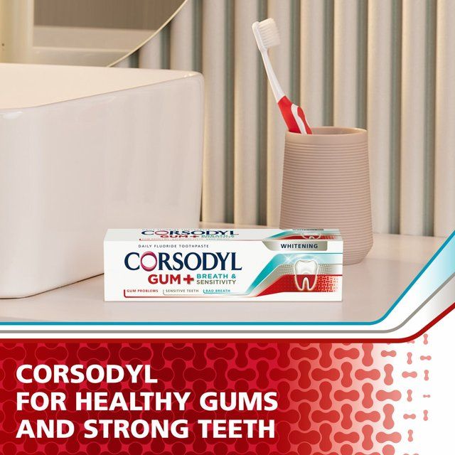 Corsodyl Gum+ Breath & Sensitivity Toothpaste Whitening   75ml
