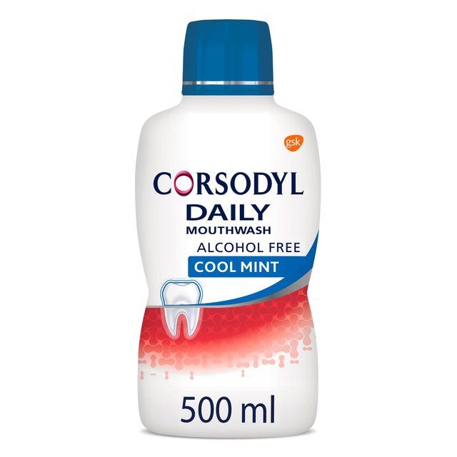 Corsodyl Gum Care Mouthwash Alcohol Free Daily Cool Mint 500ml