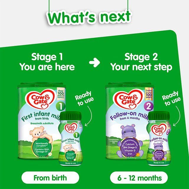 Cow & Gate 1 First Baby Milk Formula Liquid from Birth Multipack 6 x 200ml