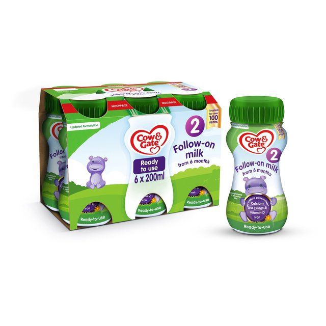 Cow & Gate 2 Follow On Baby Milk Formula Liquid 6-12 Months Multipack 6 x 200ml