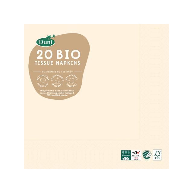 Cream Compostable Paper Napkins   20 per pack