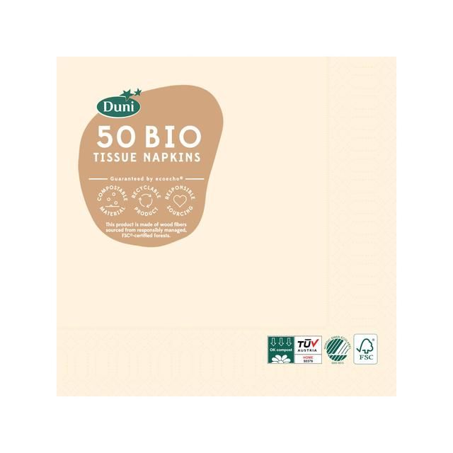 Cream Compostable Paper Napkins   50 per pack