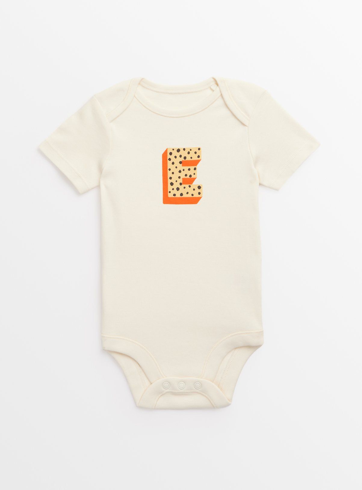 Cream 'E' Initial Short Sleeve Bodysuit Newborn