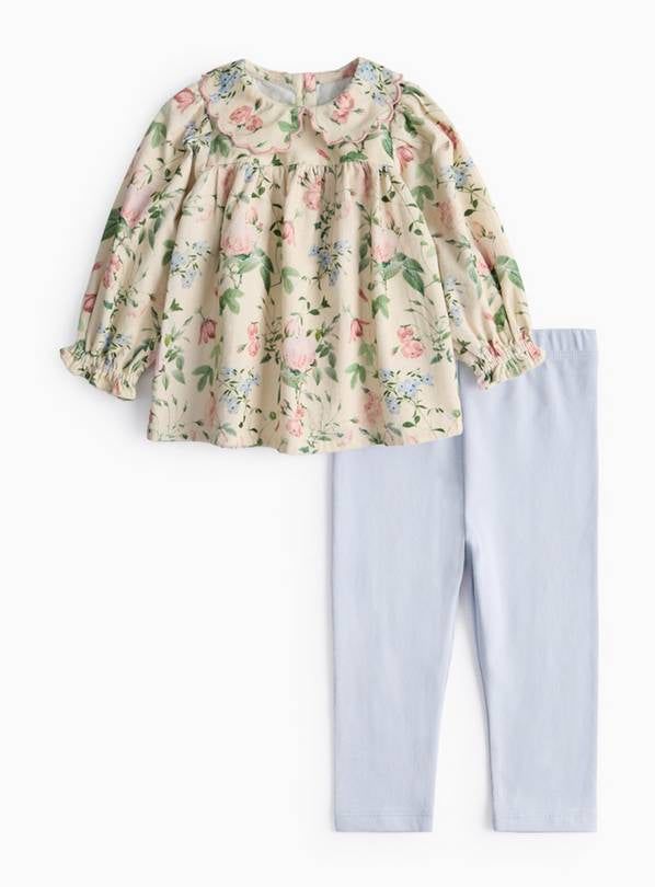 Cream Floral Vintage Print Top & Leggings Set 6-9 months