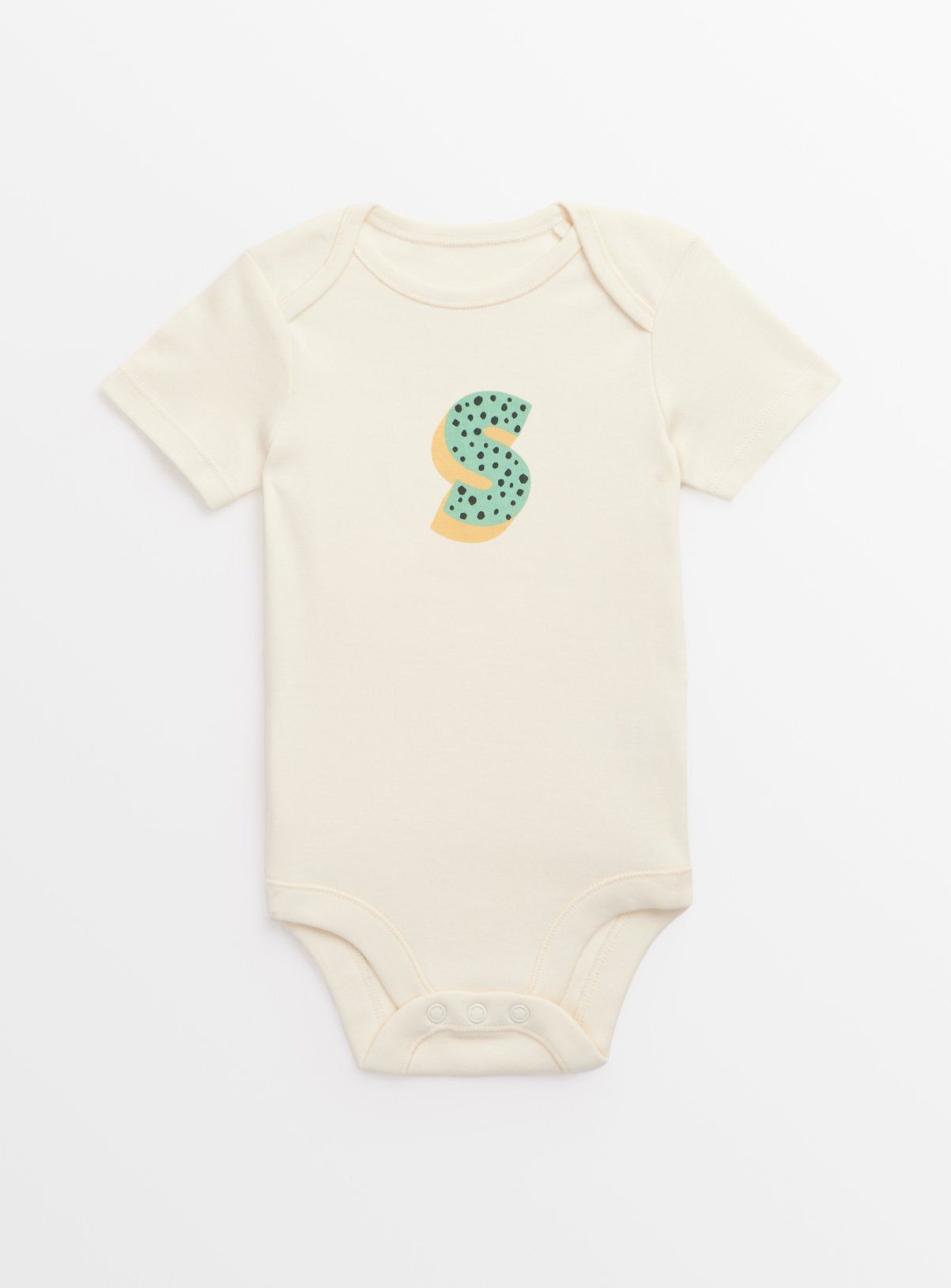 Cream 'S' Short Sleeve Bodysuit Newborn