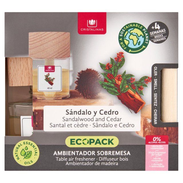 Cristalinas Wooden Top Diffuser Sandalwood & Cedar 40ml