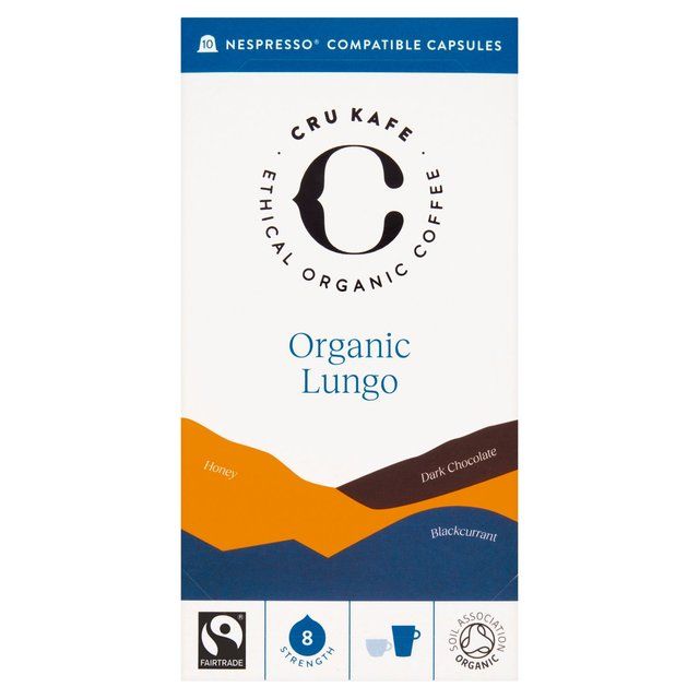 CRU Kafe Organic Fairtrade Lungo Pods 10s 10 per pack