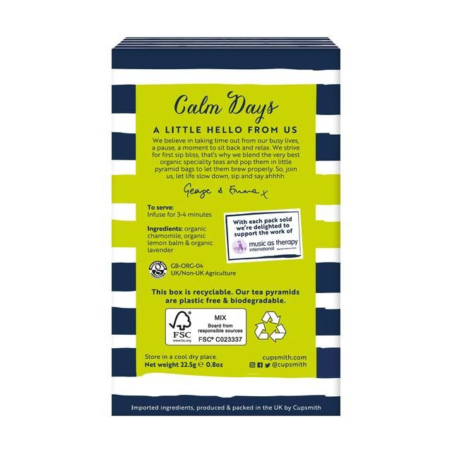 Cupsmith Calm Days Tea 15 per pack