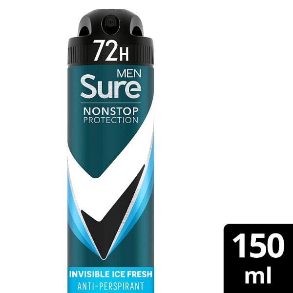 Sure Men Antiperspirant Deo Aerosol Nonstop Invis Ice 250ml GOODS Superdrug 150ML
