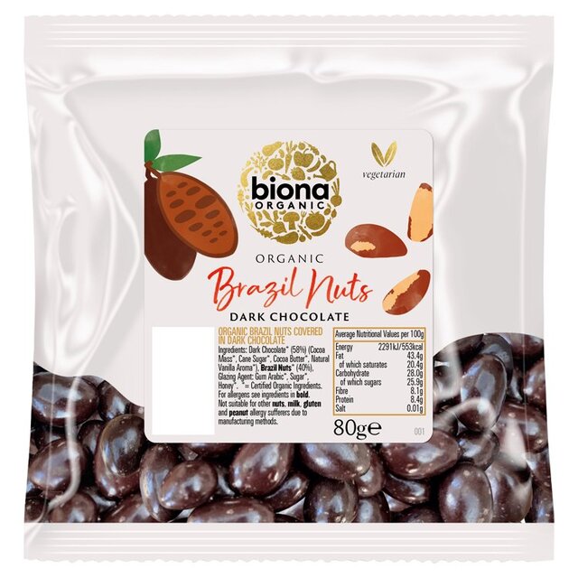 Biona Organic Brazil Nuts Dark Chocolate 80g - McGrocer
