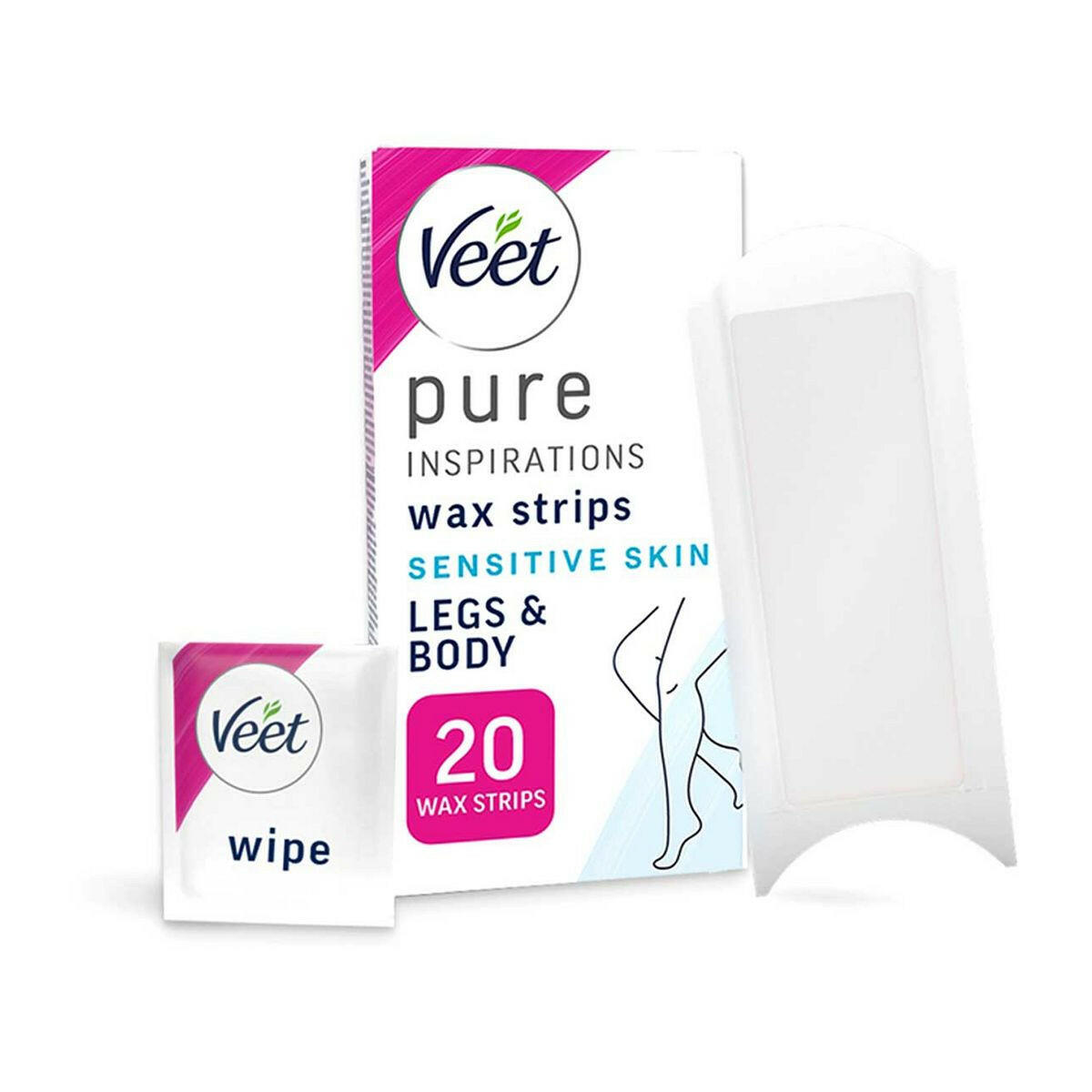 Veet Pure Cold Wax Strips Legs & Body For Sensitive Skin - 20s GOODS Boots