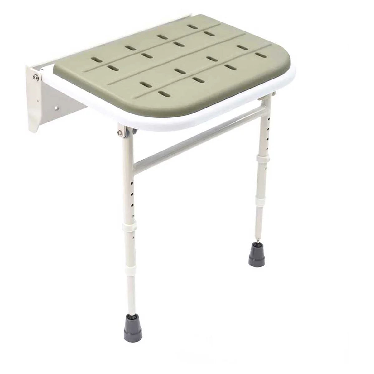 NRS Healthcare Folding Shower Seat with Legs and Padded Seat, White - McGrocer