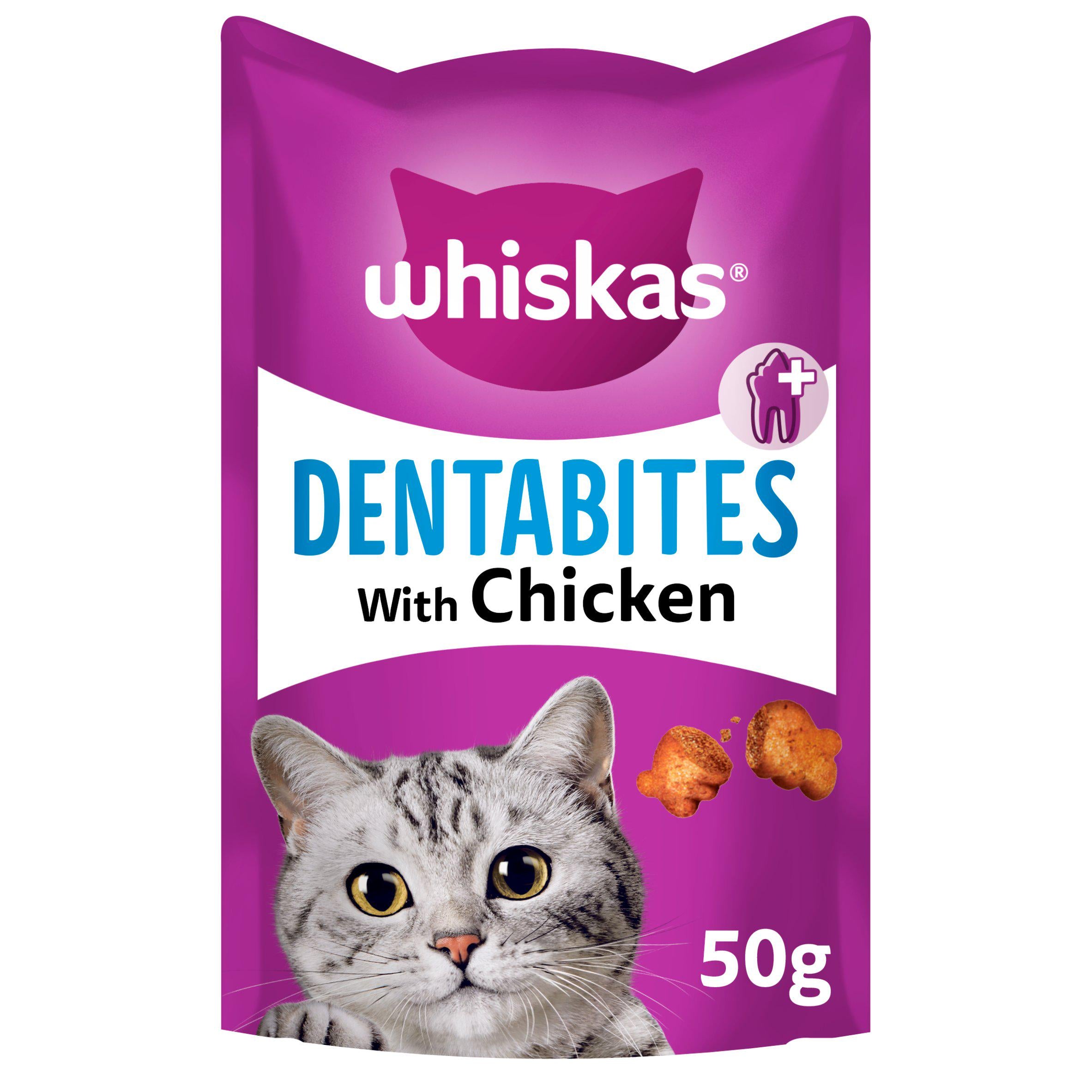 Whiskas Dentabites Adult Cat Dental Treat Biscuits with Chicken 50g GOODS Sainsburys