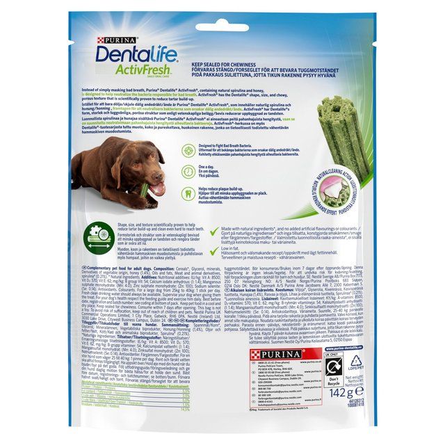 Dentalife ActivFresh Large Dental Chicken Dog Chews 142g