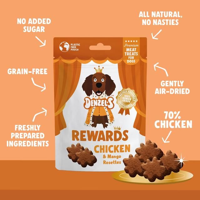Denzel's Meaty Rewards Chicken & Mango Rosettes Dog Treats 70g