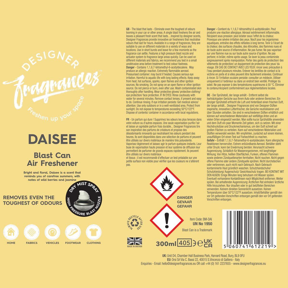 Designer Fragrances Blast Can Air Freshener, 4 x 300ml