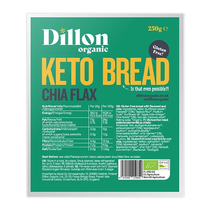 Dillon Organic Beetroot Flax Keto Bread 250g