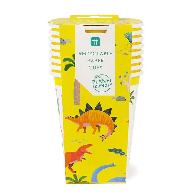 Dinosaur Recyclable Paper Party Cups 8 per pack