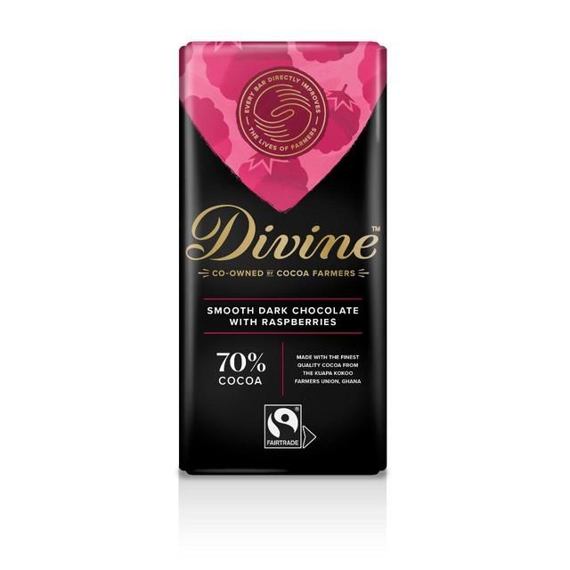 Divine 70% Dark Chocolate with Raspberry 90g