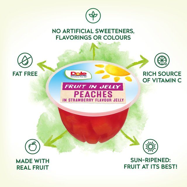 Dole Peach In Strawberry Jelly Pots Multipack 4 x 123g