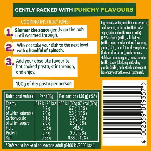 Dolmio Intensify Mild Creamy Garlic & Black Pepper Pasta Sauce 390g