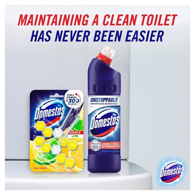 Domestos Power 5 Lime Toilet Rim Block Duo Pack 2 per pack