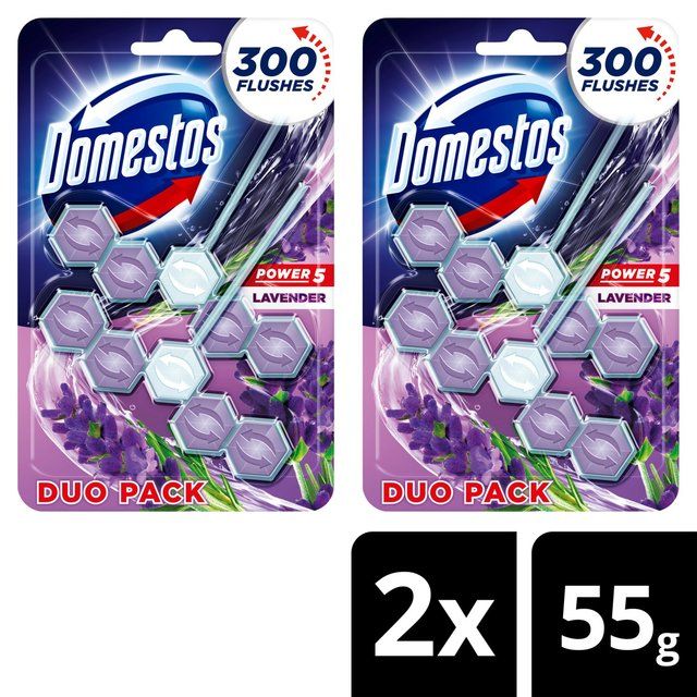 Domestos Power 5 Toilet Rim Block Lavender 2 per pack