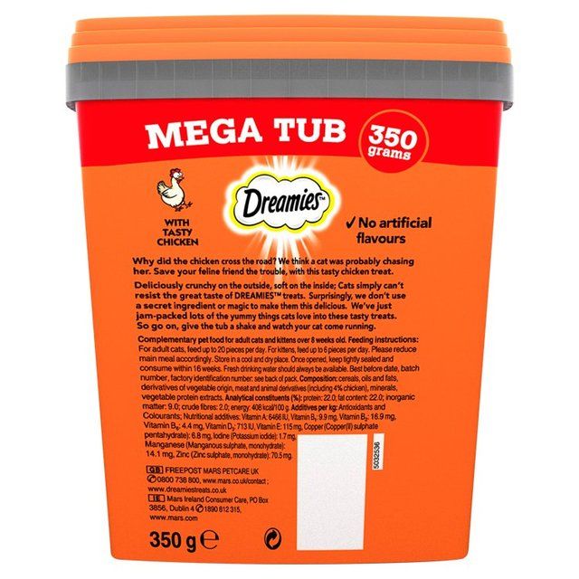 Dreamies Cat Treat Biscuits with Chicken Bulk Mega Tub 350g