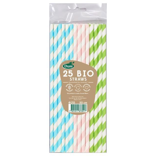 Duni Bio Pastel Recyclable Paper Straws 25 per pack