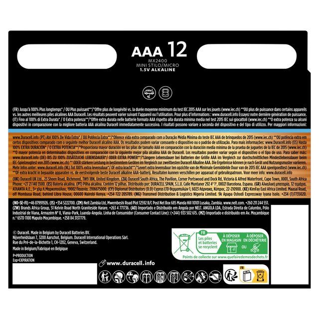Duracell Optimum AAA Batteries 12 per pack