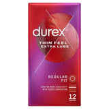 Durex Thin Feel Extra Lube Condoms Regular Fit 12 per pack