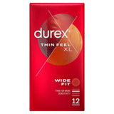Durex Thin Feel XL Condoms More Sensitivity Wide Fit 12 per pack
