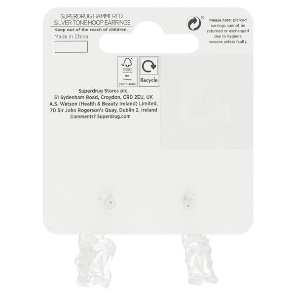 Superdrug Hammered Silver Hoop Earrings GOODS Superdrug