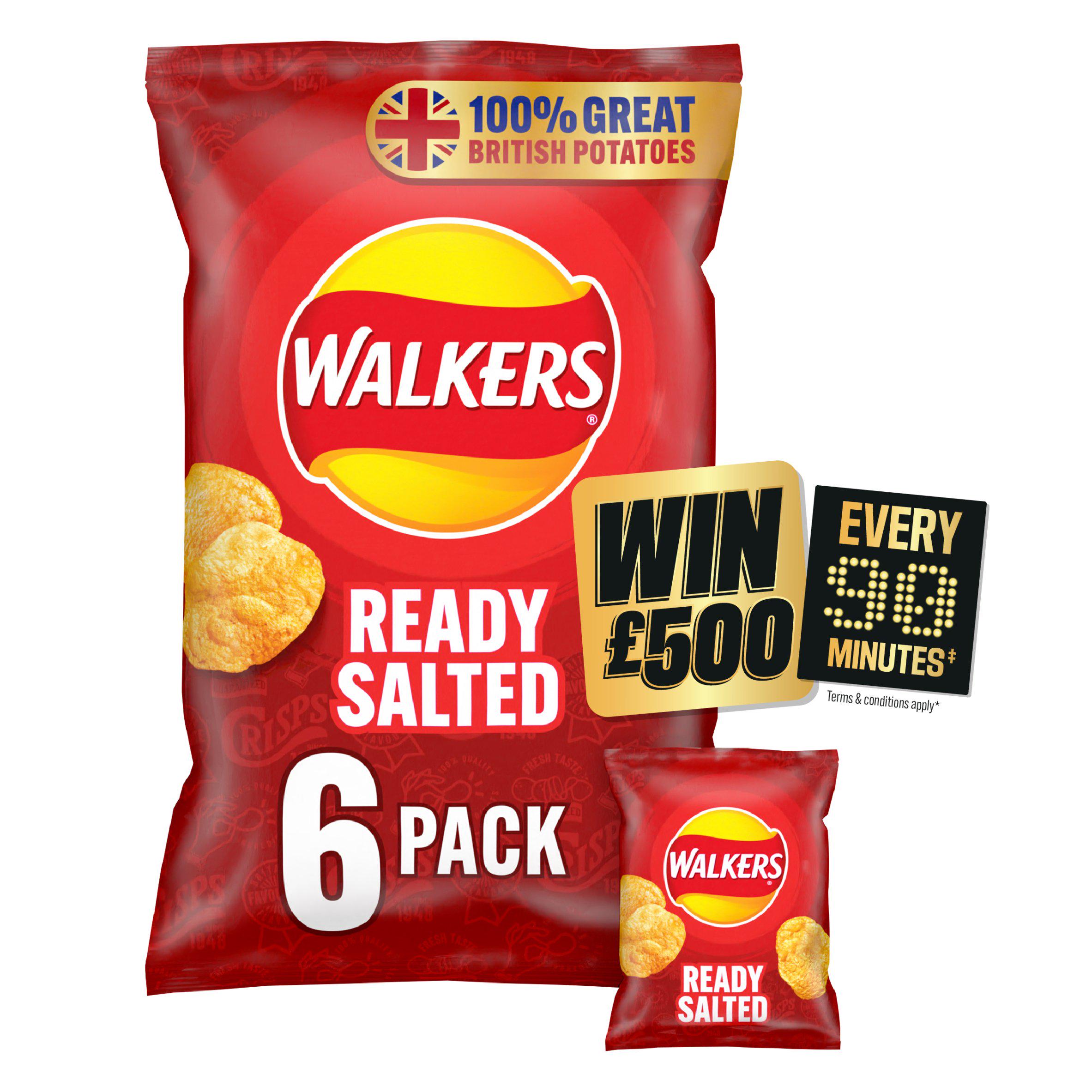 Walkers Ready Salted Multipack Crisps 6x25g GOODS Sainsburys