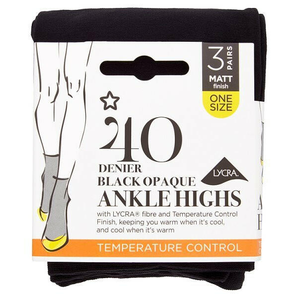 Superdrug 3 Pack 40 Denier Opaque Ankle Tights - Black GOODS Superdrug
