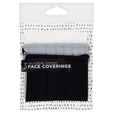 Superdrug 3 Reusable Cotton Face Coverings Black/White/Grey GOODS Superdrug