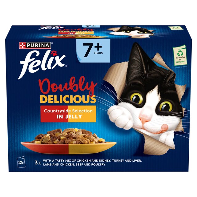 Felix Doubly Delicious 7+ Meaty Selection in Jelly Wet Cat Food 12 x 85g - McGrocer