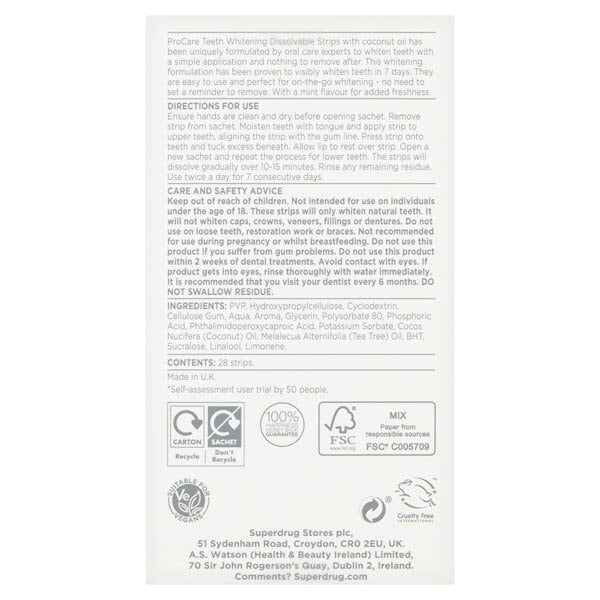 Superdrug ProCare Dissolvable Teeth Whitening Strips GOODS Superdrug