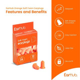 EarHub Premium Soft Orange Foam Earplugs 10 per pack