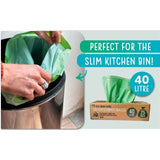 Eco Green Living Certified Compostable 40L Heavy Duty Drawstring Bin Bags 25 per pack