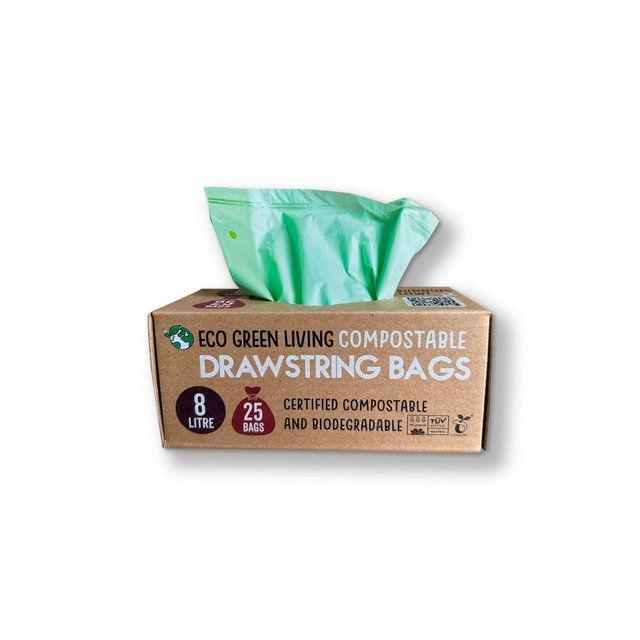 Eco Green Living Certified Compostable Small 8L Drawstring Bin Liner 25 per pack